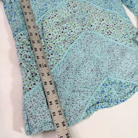 Flying High Foot Path Trading Top Women Large Blue Blouse Cottagecore Patchwork - Picture 5 of 8